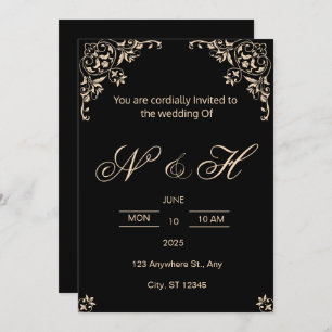 Elegant Black & Gold wedding invitation 