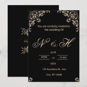 Elegant Black & Gold wedding invitation 