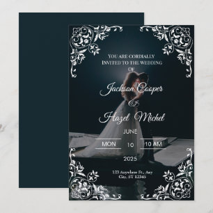 Elegant Black & Gold wedding invitation