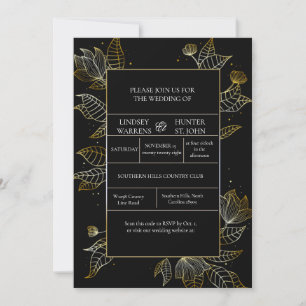 Elegant Black Gold Wedding Invitation