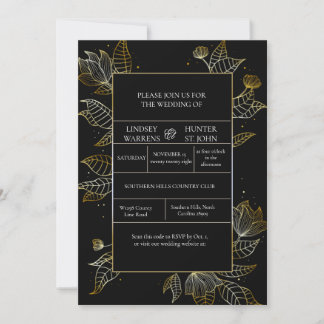 Elegant Black Gold Wedding Invitation