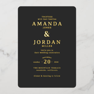 Elegant Black Gold Wedding Invitation
