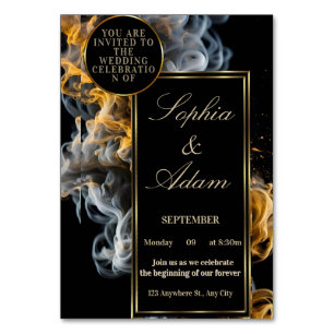 Elegant Black & Gold Wedding Invitation Table Number