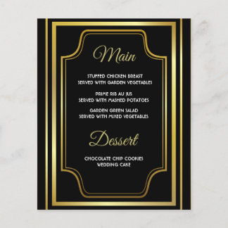 Elegant Black Gold Wedding Menu Cards