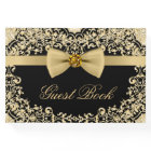 Elegant Black Gold Wedding Party Event Guest Book