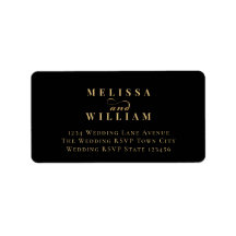 Elegant Black Gold Wedding Return Address