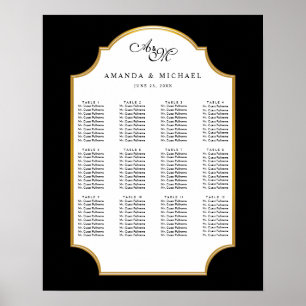 Elegant Black Gold Wedding Seating Chart