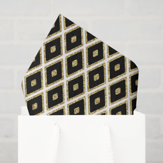 elegant black gold white diamond pattern tissue tissue paper (Gift Bag)
