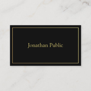 Elegant Black Gold White Minimalist Plain Trendy Business Card