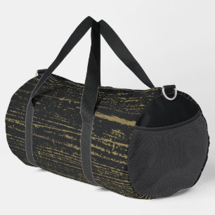Elegant Black Gold Wood Grain Duffle Bag
