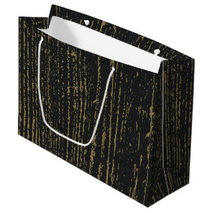 Elegant Black Gold Wood Grain Large Gift Bag