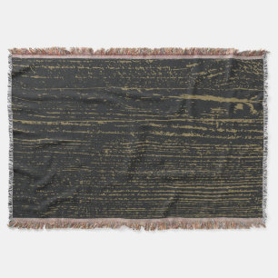 Elegant Black Gold Wood Grain  Throw Blanket