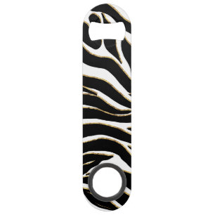Elegant Black Gold Zebra White Animal Print