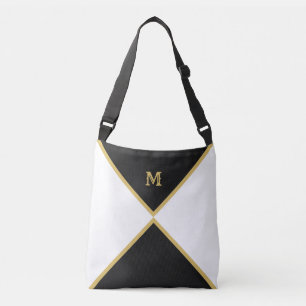 Elegant Black, Golden and White Crossbody Bag