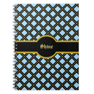 Elegant Black & Golden Diamond Pattern Notebook