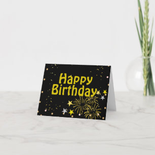 Elegant black golden Happy birthday personalised Card