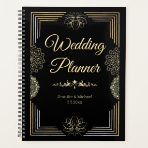 elegant black golden luxury chic wedding planner