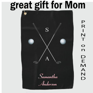 Elegant Black Golf Towel ⛳ Stylish Clubs Design