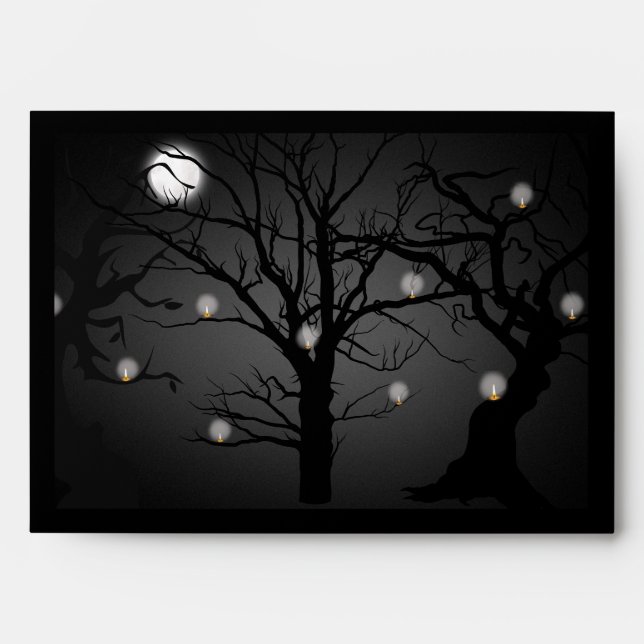  Elegant Black Goth Full Moon Wedding  Envelope (Front)