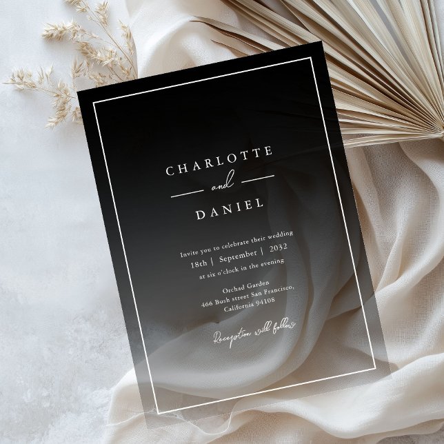 Elegant Black Gradient Acrylic Wedding Acrylic Invitations (Elegant Urban Grey Gradient Acrylic Wedding Acryli Acrylic Invitations)
