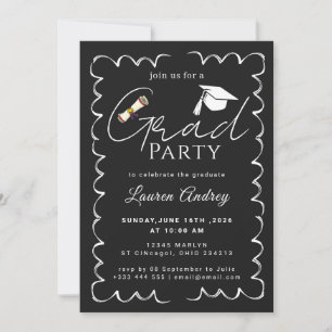 Elegant Black Graduation Party Invitation