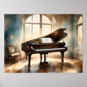 Elegant Black Grand Piano – Timeless Music Poster