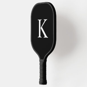 Elegant black &gray  monogram initial pickleball paddle