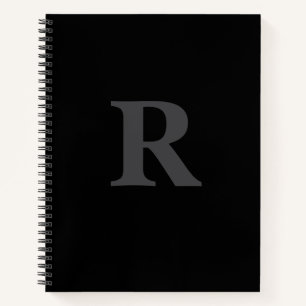 Elegant Black &gray Monogram  Notebook