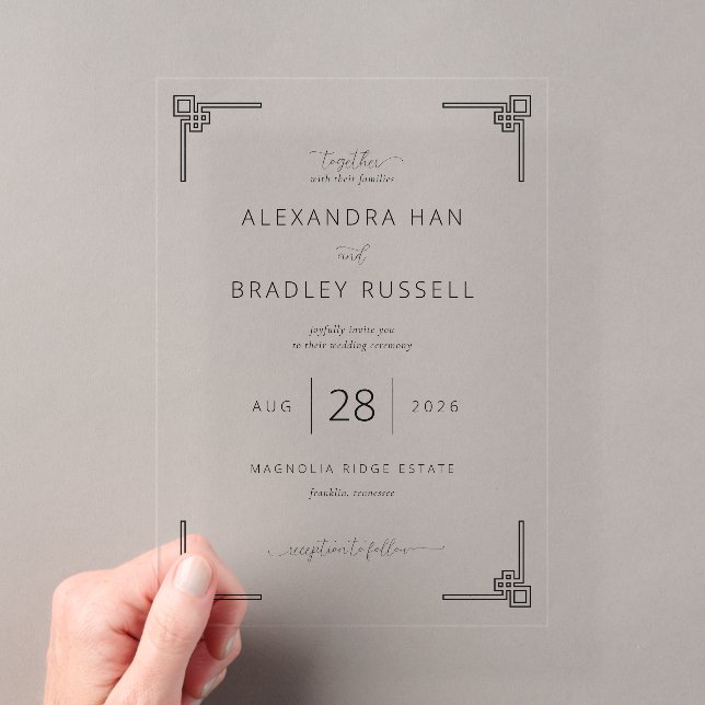 Elegant Black Greek Key Wedding Invitation (Insitu (Handheld))