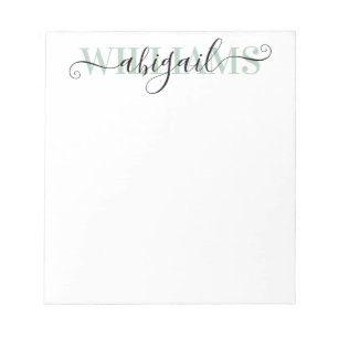 Elegant Black Green Calligraphy Script Name Notepad