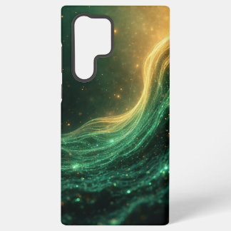 Elegant Black, Green & Gold Wave Samsung Case