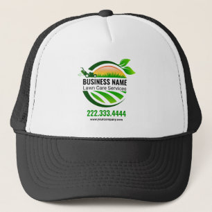 Elegant Black Green Lawncare Landscaping Service Trucker Hat