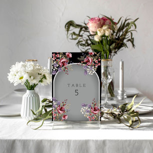 Elegant Black Grey Beautiful  Arch Invitation Table Number