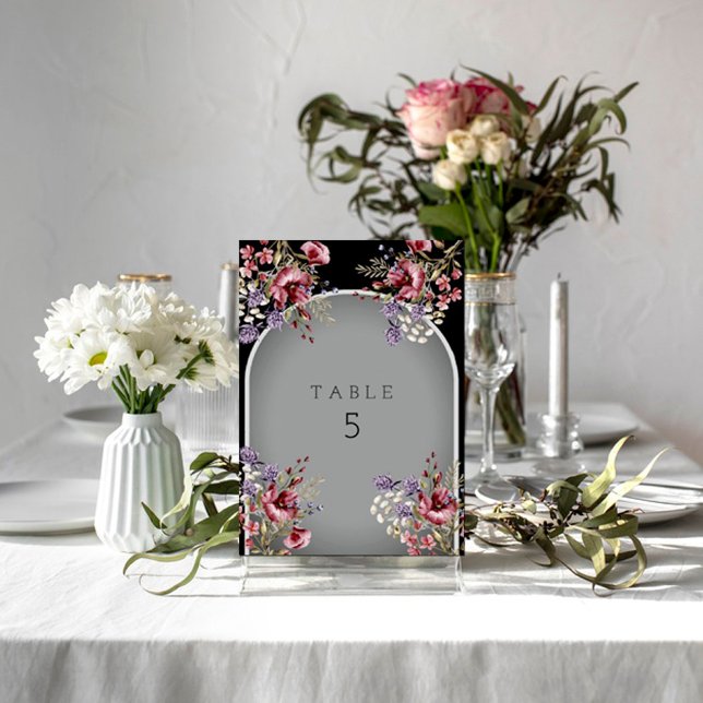 Elegant Black Grey Beautiful  Arch Invitation Table Number (Creator Uploaded)