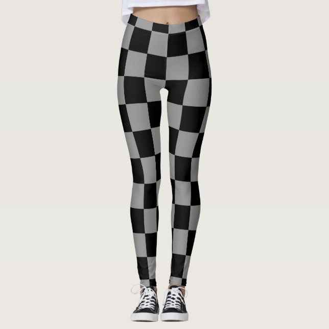 Elegant black &grey chequered leggings (Front)