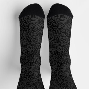 Elegant Black Grey Floral Pattern Socks