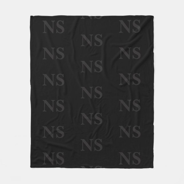 Elegant black &grey initial monogram fleece blanket (Front)