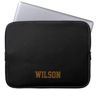 Elegant black &grey monogram name laptop sleeve