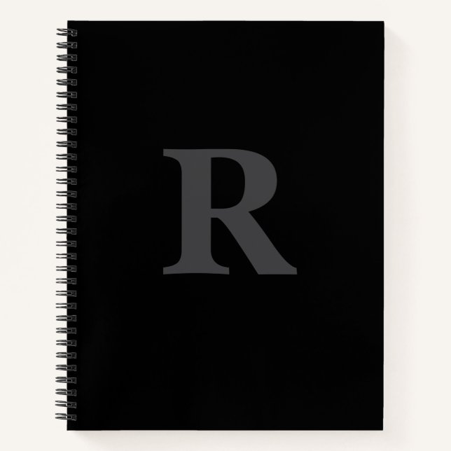 Elegant Black &grey Monogram  Notebook (Front)