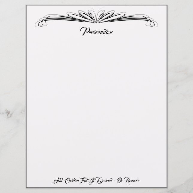 Elegant Black & Grey Ornamental Writing Paper (Front)