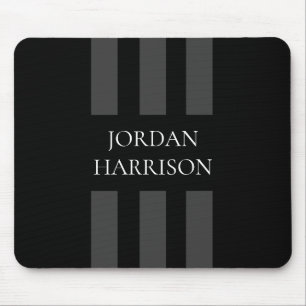 Elegant Black Grey Stripes Logo mouse pad