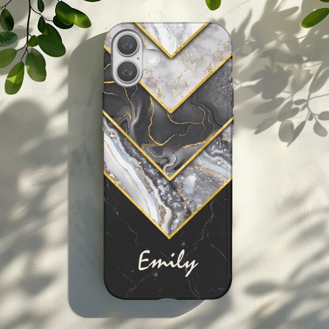 Elegant black grey unique geometric Case-Mate iPhone case (Creator Uploaded)