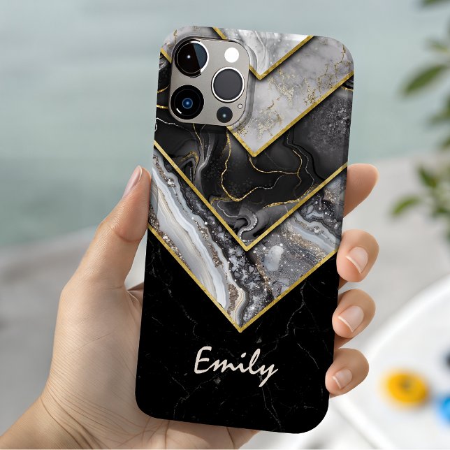 Elegant black grey unique geometric Case-Mate iPhone case (Creator Uploaded)