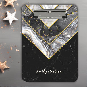 Elegant black grey unique geometric clipboard