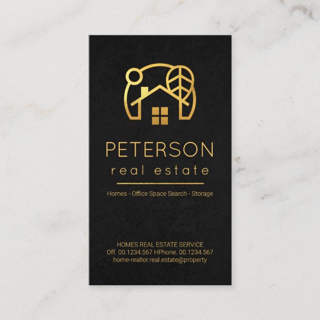 Elegant Black Grunge Texture Gold Line Business Card (Front)