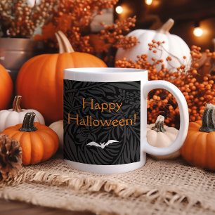 Elegant Black Halloween Floral Botanical Coffee Mug