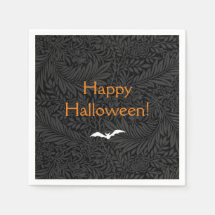 Elegant Black Halloween Floral Napkin