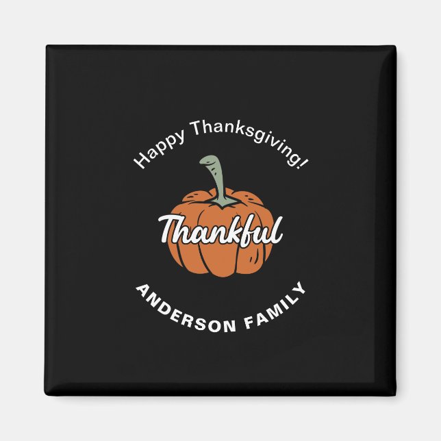 Elegant Black Happy Thanksgiving Magnet (Front)