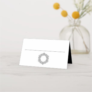 Elegant Black Heirloom Crest Wedding Place Card
