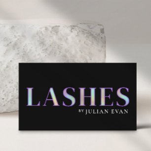 Elegant Black Holographic Eyelashes Business Card